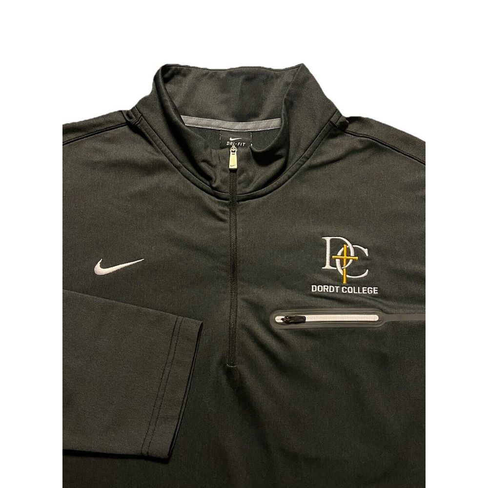 Nike Dri-Fit Dordt College Men's XXL Dark Gray And Black 1/4‎ Zip Pullover
